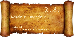 Komán András névjegykártya